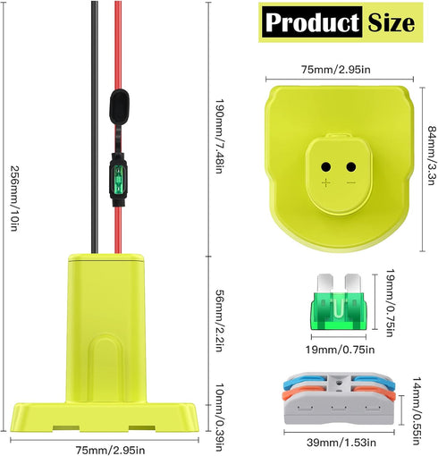 2 Packs Power Wheel Adapter for Ryobi 18V Battery, Conversion Kit with Fuses & 12AWG Wire for DIY RC Toys