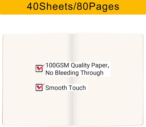 EUSOAR Blank Journal Notebook, 3 Packs Large A4 8.5" x 11", 40 Sheets/80 Pages, 100gsm Thick Paper Kraft Sketchbook for