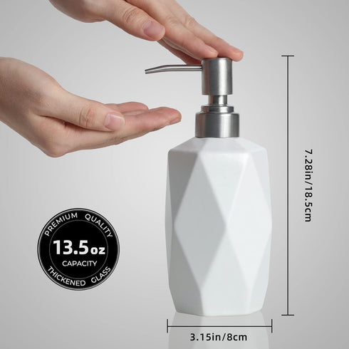 FE Soap Dispenser, 13.5oz Ceramic Bathroom Soap Dispenser with 304 Stainless Steel Pump, Decorative Liquid Hand Soap