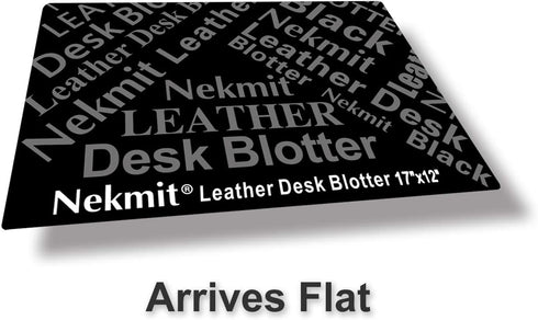 Nekmit Leather Desk Blotter Pad, 17 x 12 Inches, Flat, Non-Slip, Waterproof - Black