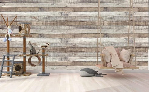 Vintage Wood Wallpaper, Self Adhesive Removable Distressed Look, 17.71 x 120 Vinyl Shelf Covering