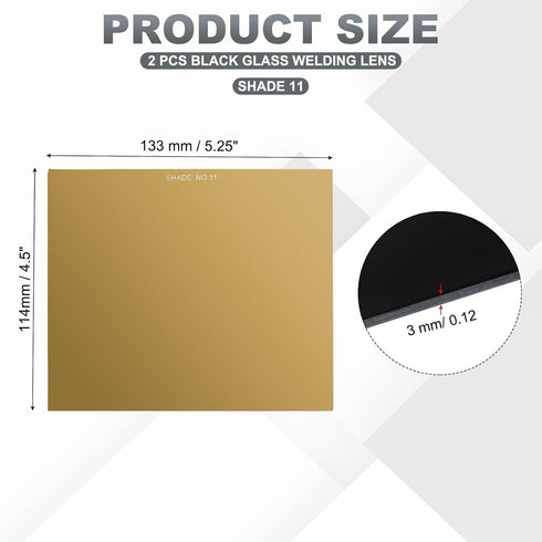 11, 2 Pack 4.5" 5.25" PATIKIL Gold Welding Glass Lens Shade x Hardened Helmet Filter Darkening Glass Welding Hood Lens