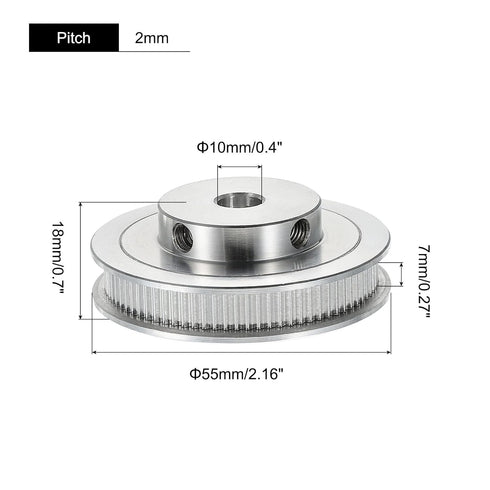 MECCANIXITY 80 Teeth 10mm Bore Timing Pulley, Aluminium Synchronous Wheel Silver with M5 Screw for 3D Printer Belt, CNC
