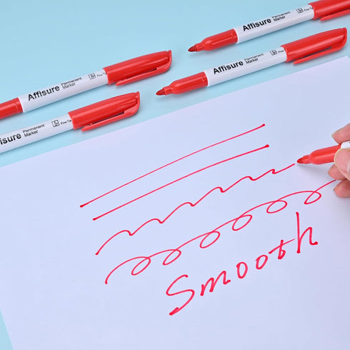 75 Count, Red Permanent Markers Bulk, Quick Drying and Fade Resistant, Fine Point Marker works on Paper, Plastic