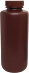 EISCO Amber Reagent Bottle, 1000mL - Wide Mouth with Screw Cap - HDPE for Labs