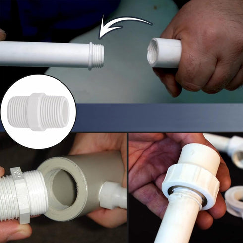20 Pack 3/4 Inch PVC Nipple Male Thread Coupling Adapter for Plumbing Pipe Fitting