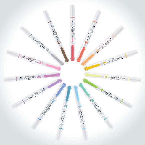 Zebra Pen Mildliner Highlighters, Double Ended Highlighter, Broad and Fine Tips, Pastel and Neutral Colors, 30 Pack.