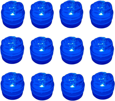 Bright LED Battery Operated Flameless Tea Light, Waterproof Submersible Candle for Party & Wedding, Pack of 12 (Blue)
