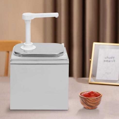 XZMHXDXH 2L Commercial Pump,2.11QT Sauce Dispenser Pump,Stainless Steel Condiment Single Head Sauce Pump Dispenser