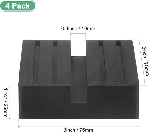 4-Pack 3 Inch Pinch M METERXITY Floor Jack Rubber Pad, Universal Rail Weld Stand Jack Square Pad Adapter for Change