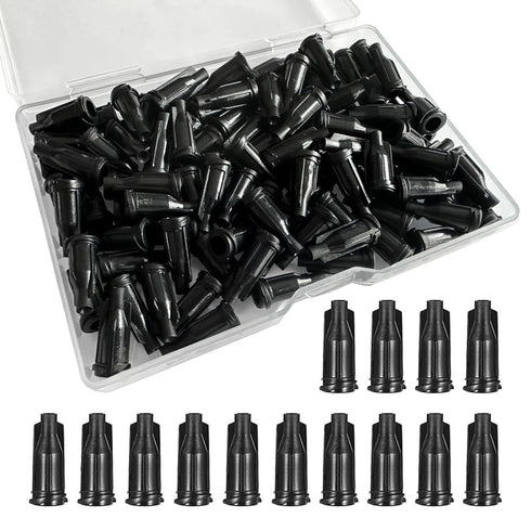 100 Pack Luer Lock Syringe Caps for Luer Slip Lock Tip, Leak-Free Dispensing, Black
