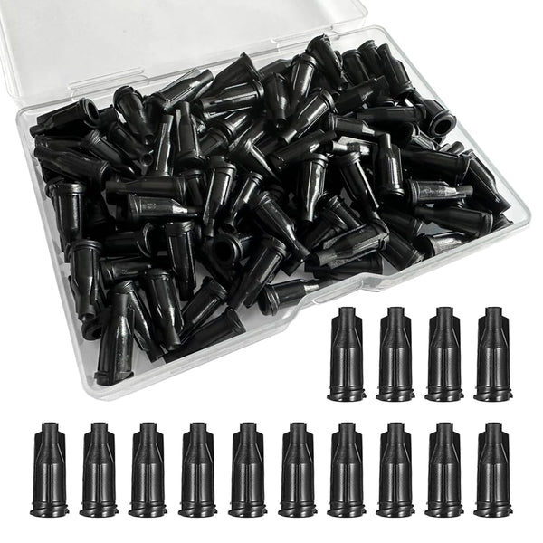 100 Pack Luer Lock Syringe Caps for Luer Slip Lock Tip, Leak-Free Dispensing, Black