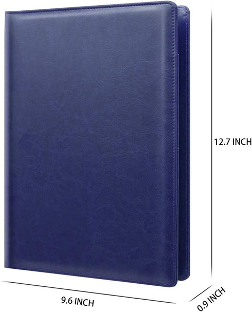 WAVEYU Padfolio Clipboard Folder, Faux Leather Storage Clipboard for Letter Size A4 Notepad, Blue