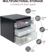 Desk Organizer with Drawer, Desk Storage Box, Plastic Office Stationery Supplies Organizers, Desktop Organizer for Office School Home (3 drawer, Black) by Zuiaso
