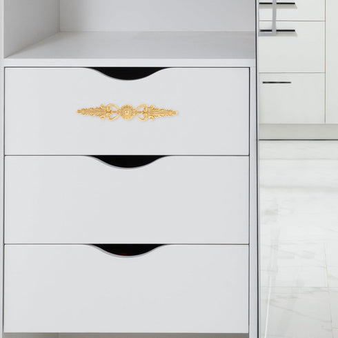 VALICLUD Brass Double Hole Cabinet Pull Handle, Metal Drawer Handle Decorative Dresser Pulls for Kitchen, Wardrobe