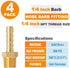 SUNGATOR 1/4 Inch Hose Barb Fittings, Brass Air Hose Fittings, 4 Pack for Compressor Repair Kit