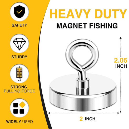2 Inches 350 Lbs (50mm) DIYMAG Magnet Strong Magnets Fishing Nail Removal Tool Pickup Super Heavy Duty Security Large