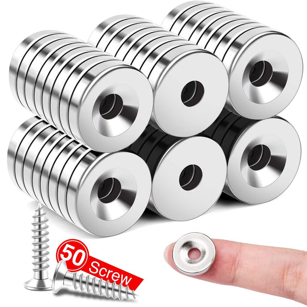 MIKEDE 50Pcs Strong Neodymium Magnets, Small Round Magnets with Hole for Locker, Tool Storage, and Crafts