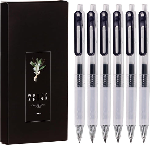 XIZE SH 0.38mm Ultra Fine Point Gel Pens, Black Ink, Smooth Writing, Quick-Drying, Non-Smudge, 6 Count