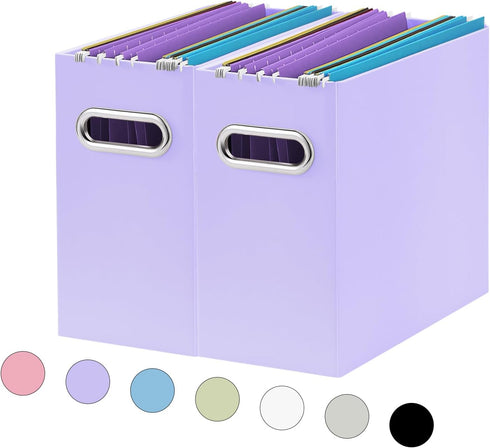 Oterri File Organizer, Small Storage Box, Collapsible Hanging File Organizer for Letter Size, 2 Packs, Purple