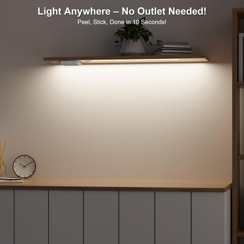 Martronic 3 Packs 15" 6000K Closet, Battery Powered COB LED Strip Lights, Cordless Under Cabinet Lighting for Shelves