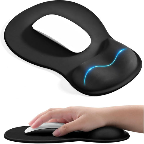 EooCoo Ergonomic Mouse Pad with Gel Wrist Rest Support, Middle Concave Design for