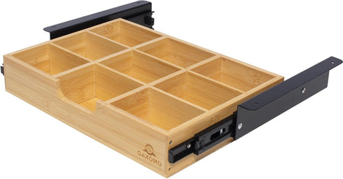 Under Desk Bamboo Drawer with U-Shaped Hollow Panel, Adjustable Space Storage Organizer for Sit Stand Workstation