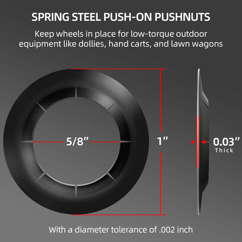 AR-PRO (8 Pack) Spring Steel Push-On Pushnuts, Dolly Wheel Lock Washers for 5/8" Dolly Axle Rods