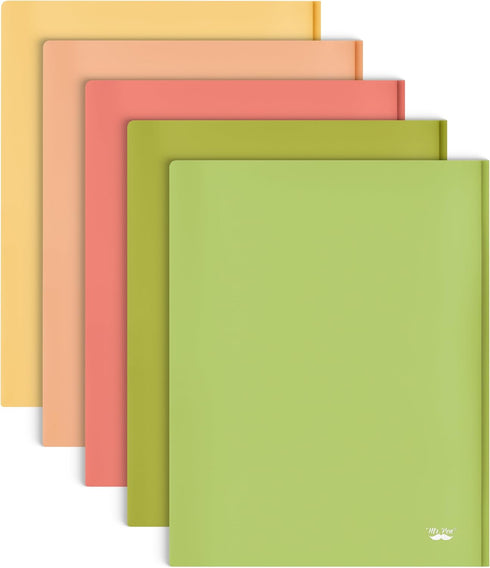 Mr. Pen Plastic Folders with Pockets and Prong, 5 Pack Assorted Colors, Pocket Folders with Fasteners