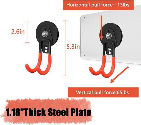 Large Heavy Duty Magnetic Hooks, 4 Pack Strong Magnet Hooks for Power Drill and Garage Tools