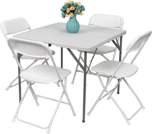Volowoo Commercial 260lb. 4pcs) Folding Plastic Chair, Indoor Outdoor Portable Stackable Seat with Steel Frame Capacity