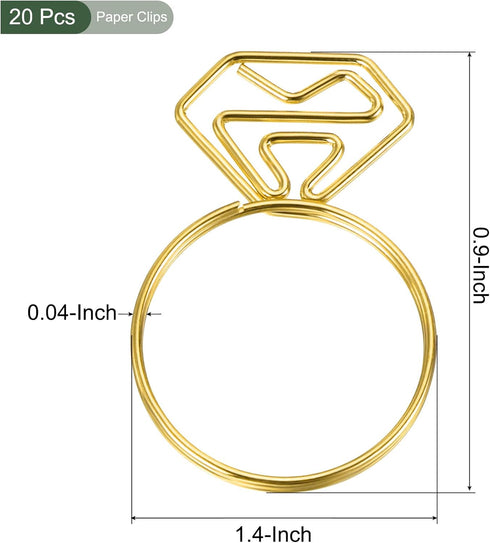 YOKIVE 20 Pcs Paper Clips, Diamond Ring Shape | Keep Desk Neat, Great for Art, Home, Daily Use (Gold) by YOKIVE
