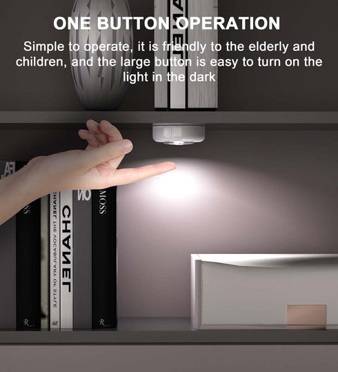 Closet Counter -5Pack Tap Light Push Lights, Under Cabinet Lights Touch Lights Push Button Light Battery Operated Puck