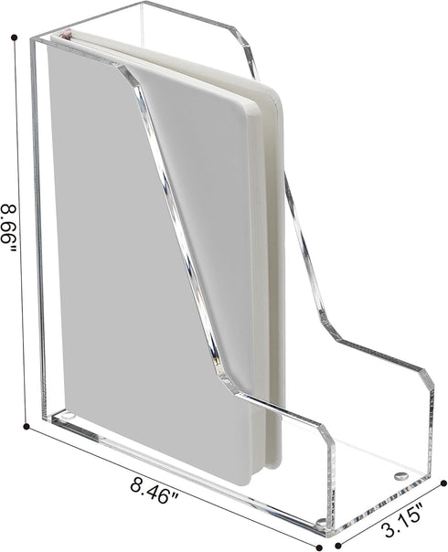 SANRUI 2 Pack Acrylic Magazine File Holder, Vertical Desk Organizer, Clear Document Rack for Office, Home Workspace