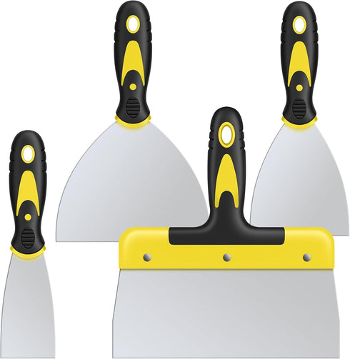 DEKEones 4PCS Putty Knife Set, Stainless Steel Scraper Paint Tool for Drywall Repair and Wallpaper Removal