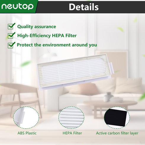 Neutop Replacement Filter Sets for Ecovacs Deebot T20 OMNI, T20, T20 Max, T20 Pro, Robot Vacuum Accessories, 12-Pack