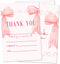 Zwsrplo Pink Bow Kids Birthday Party Thank You Cards Fill In the Blank,