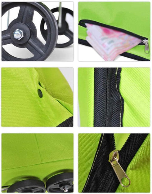 Shopping Cart with Wheels Tug Foldable Grocery Carts Large Capacity Supermarket Tug Bag Home Portable Oxford Cloth Pull