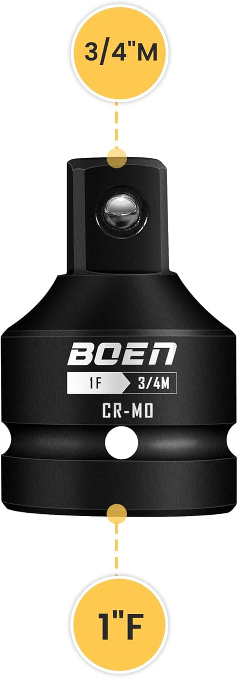 BOEN 1"F to 3/4"M Impact Socket Adapter, Cr-Mo Steel,Socket Adapter Set for Impact Driver Conversions
