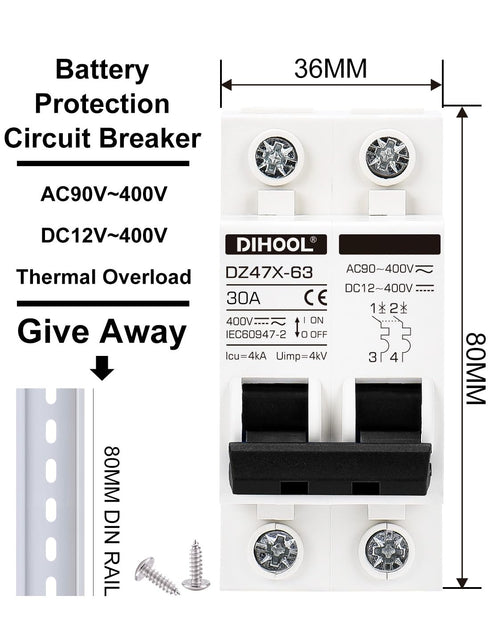 Miniature Circuit Breakers 30 Amp 12V-400V AC DC (10A 15A 20A 25A 40A 50A 60A Optional) for Solar Panel PV System