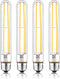 7.3 Inch E26 LED Bulb, 60 Watt Dimmable, 3000K Warm White, T10 Long Clear Glass, 4 Pack