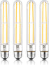 7.3 Inch E26 LED Bulb, 60 Watt Dimmable, 3000K Warm White, T10 Long Clear Glass, 4 Pack