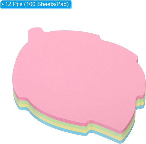 PATIKIL 3.5 x 2.7 Inch Leaf Shape Sticky Notes, 12 Pads Cute Self-Stick Memo Pads, 100 Sheets/Pad, 4 Colors