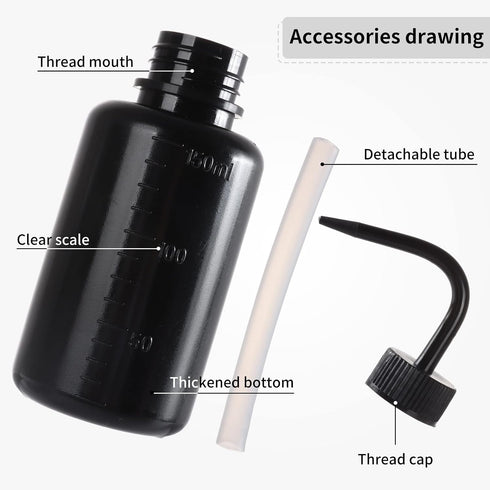 2pcs 150ml 5oz Oubest Small Squeeze Bottles Wash Bottle Ldpe Plastic Squirt Water Bottle for Medical Label Tattoo Lash