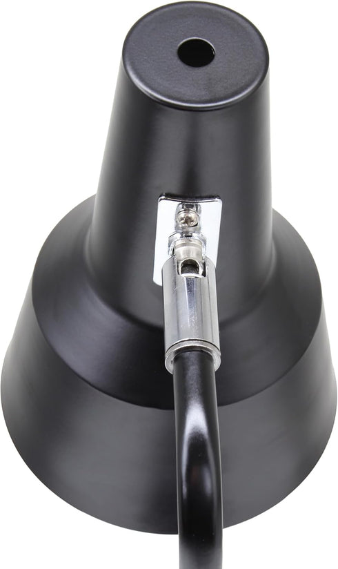 LD1072-BLK 15.2" Simple Designs Sleek Essentials Metal Cone Shade Desk Lamp with Adjustable Shade and Dual USB Ports