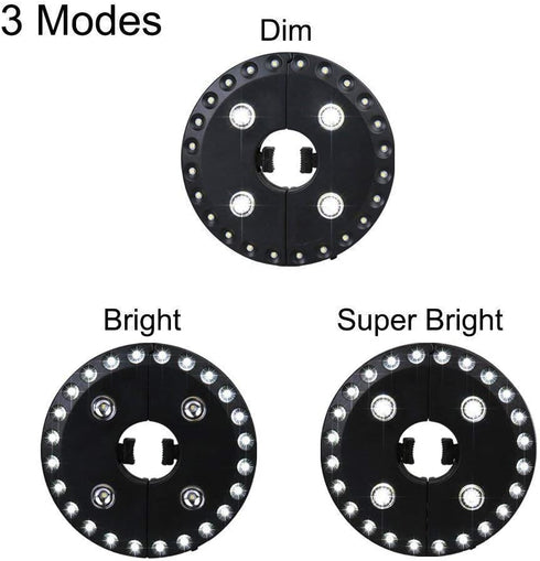 Patio Umbrella Light, 28 LED Lights, 3 Brightness Modes, Cordless, 200 lumens, Battery Operated