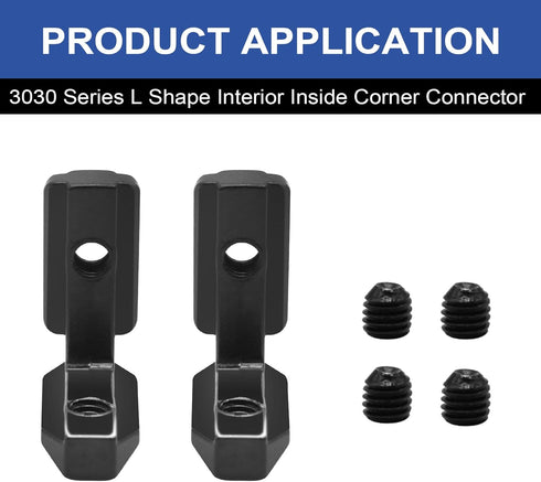 26Pcs 3030 Inside Joint Corner Brackets Set with Screws, Black Angle Connector for 3030 Series Aluminum Extrusion