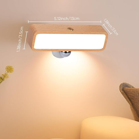 Moroommt Dimmable Wood Wall Sconces Battery Operated, Rechargeable Wall Lights Battery Operated, Stick On Wall Mounted