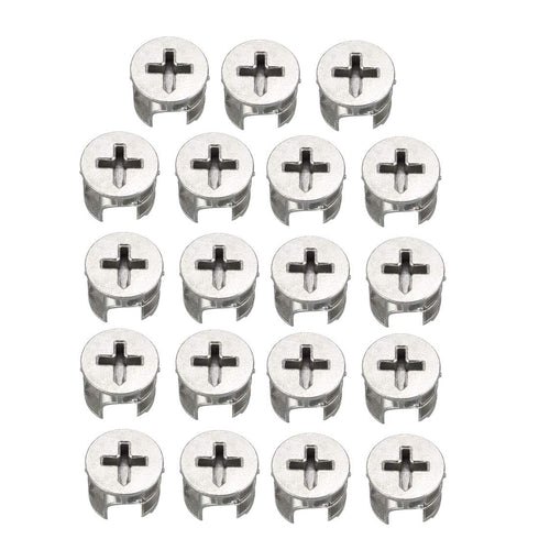 uxcell 15 Pcs Furniture Cam Lock Nut Connectors, 15x12mm for Cabinet Drawer Wardrobe Panel Connecting