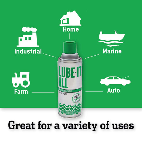 11 oz Lube-It All Deep Lubricating Oil Multi-Purpose Spray Lubricant for Industrial, Automotive, Marine, and Household